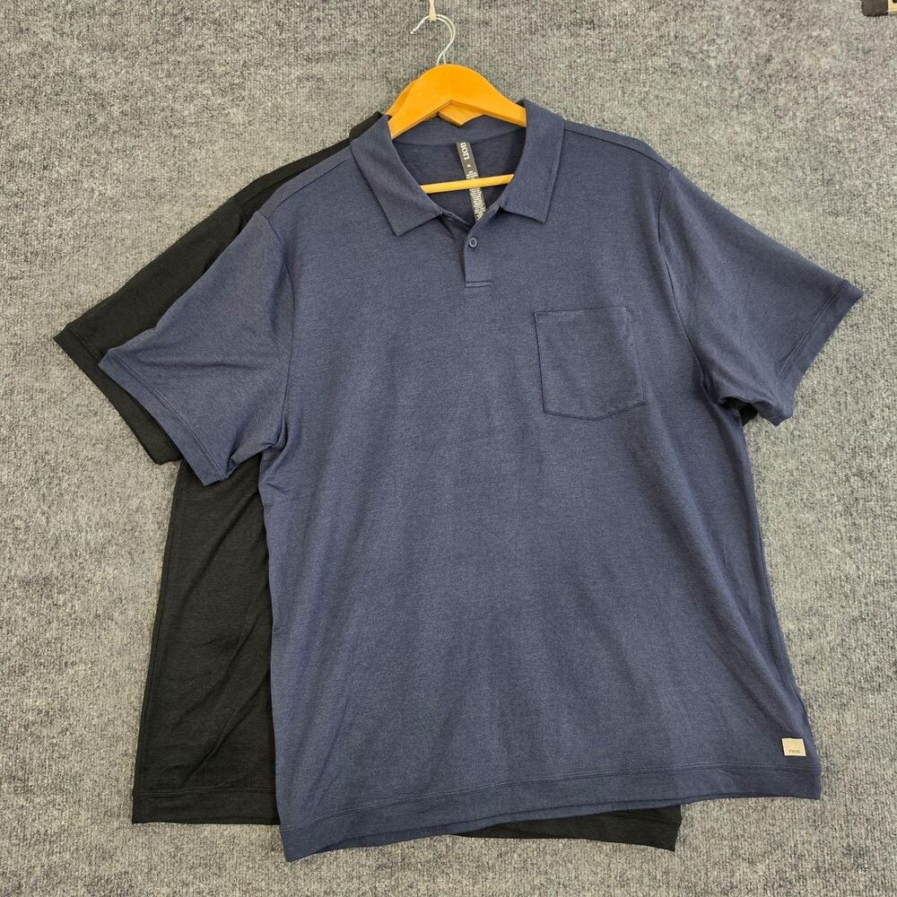 Vuori Shirts Lot Men XL Short Sleeve Ponto Performance Polo Navy Black Stretch
